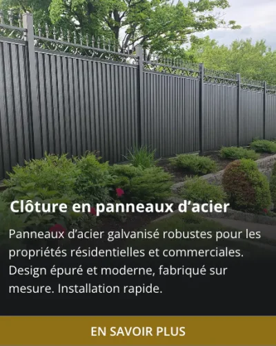 Clôture en panneaux d'acier à Québec